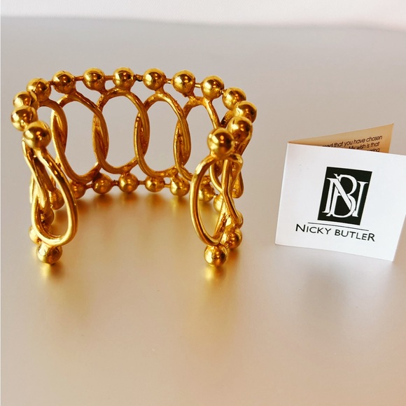 🔶NICKY BUTLER Fashion Gold Tone Wide Roman Chain Statement Cuff NEW NB - Picture 5 of 15